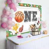 Aperturee - Aperturee Various Balls Sport Basketball One Birthday Backdrop